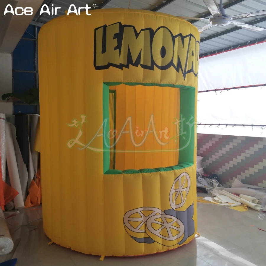 Hot sale inflatable lemonade sale stand grande booth,lemon juice concession tent with removable banners for summer entertainment