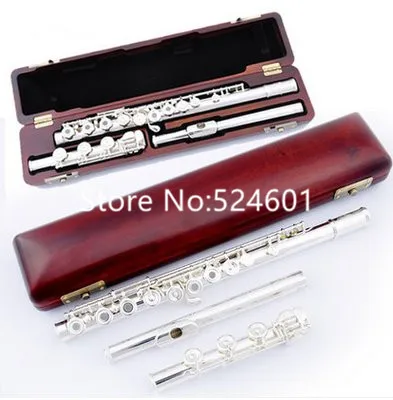 

MARGEWATE Brand Sliver Flute 17 Open Hole C Tune E key Musical instrument Professional with Case Free Shipping