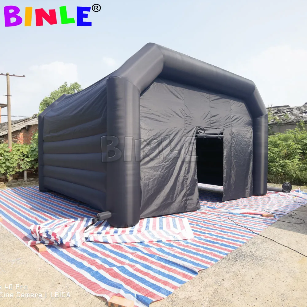 Square Black Inflatable Nightclub Tent Giant Poratable VIP Party Cube Night Club Bar With Blower 6.4x6.4m