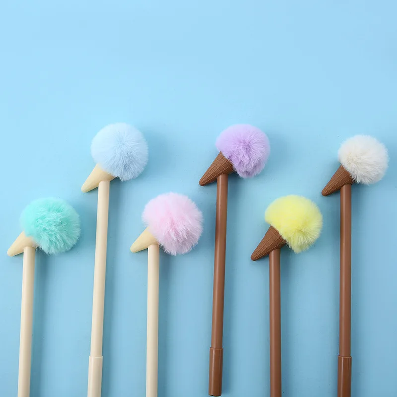 

30PCS Primary School Students Creative Furry Signature Pen Ice Cream Cute Mini Realistic Color Ice Cream Cone Gel Pen Stationery