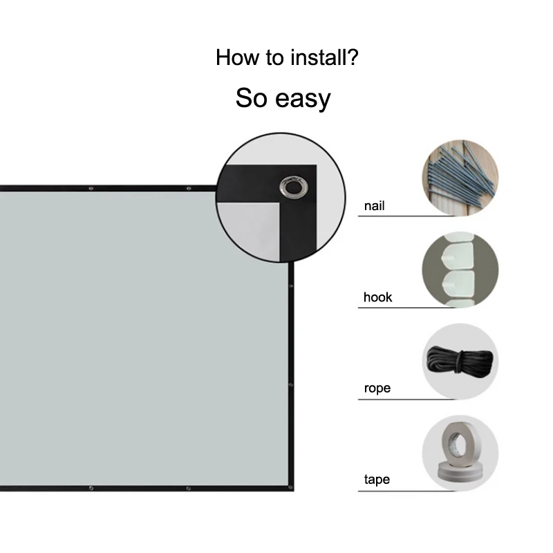 Простой складной проекционный экран общего размера 500 см x 211 см по индивидуальному заказу с окантовкой и люверсами