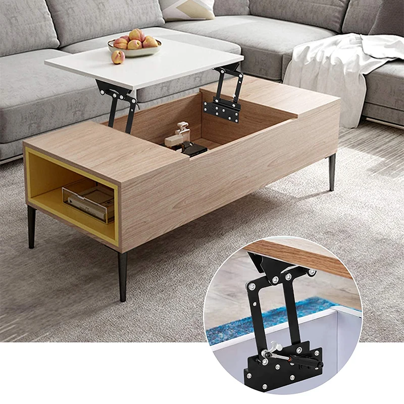 

2pcs Folding Lift up Top Coffee Table Lifting Frame Desk Hardware Fitting Hinge Spring Standing Rack Bracket (Gas Hydraulic)