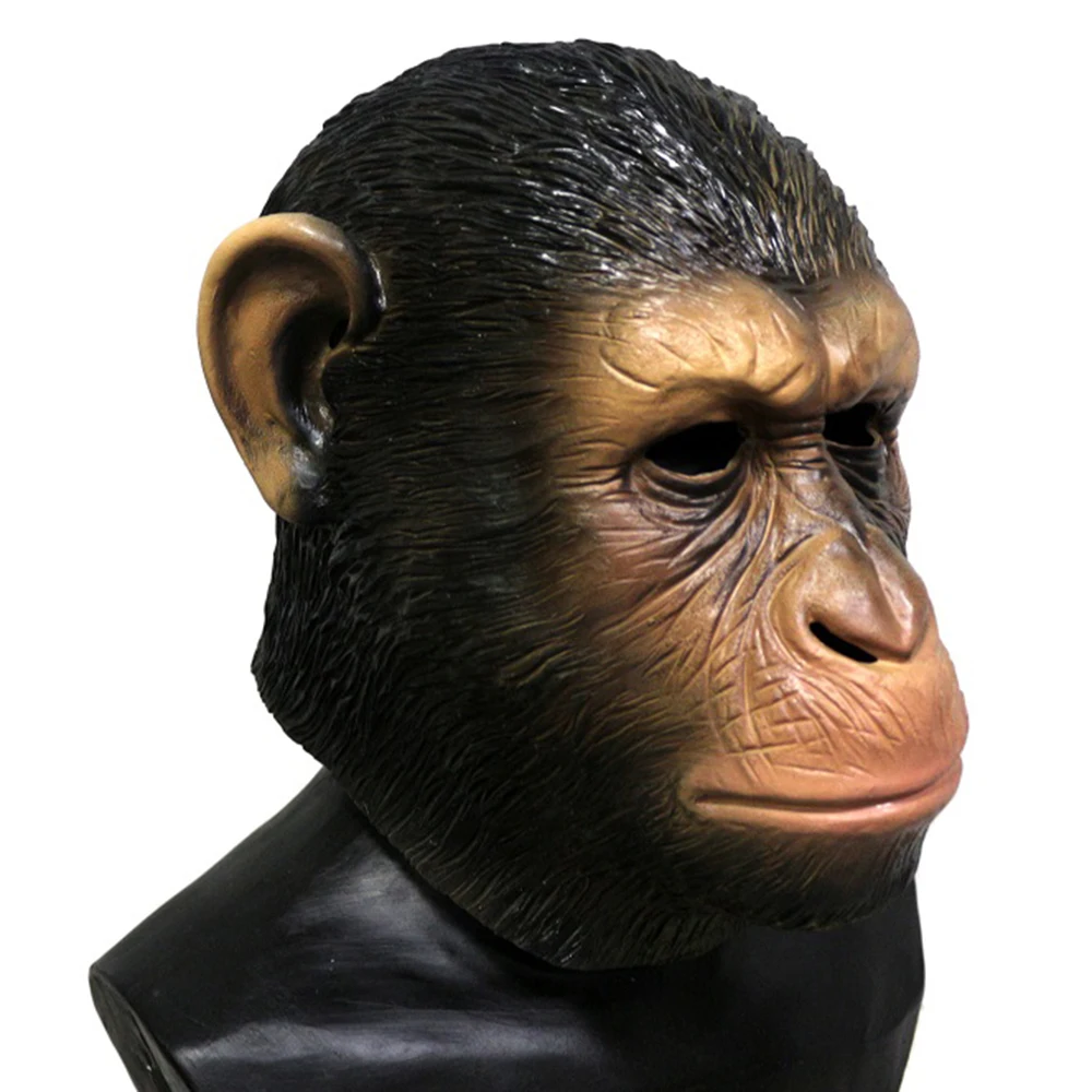 Chimp Mask Latex Monkey Animal Mask Gorilla Ape Head Mask Halloween Party Costume Adult