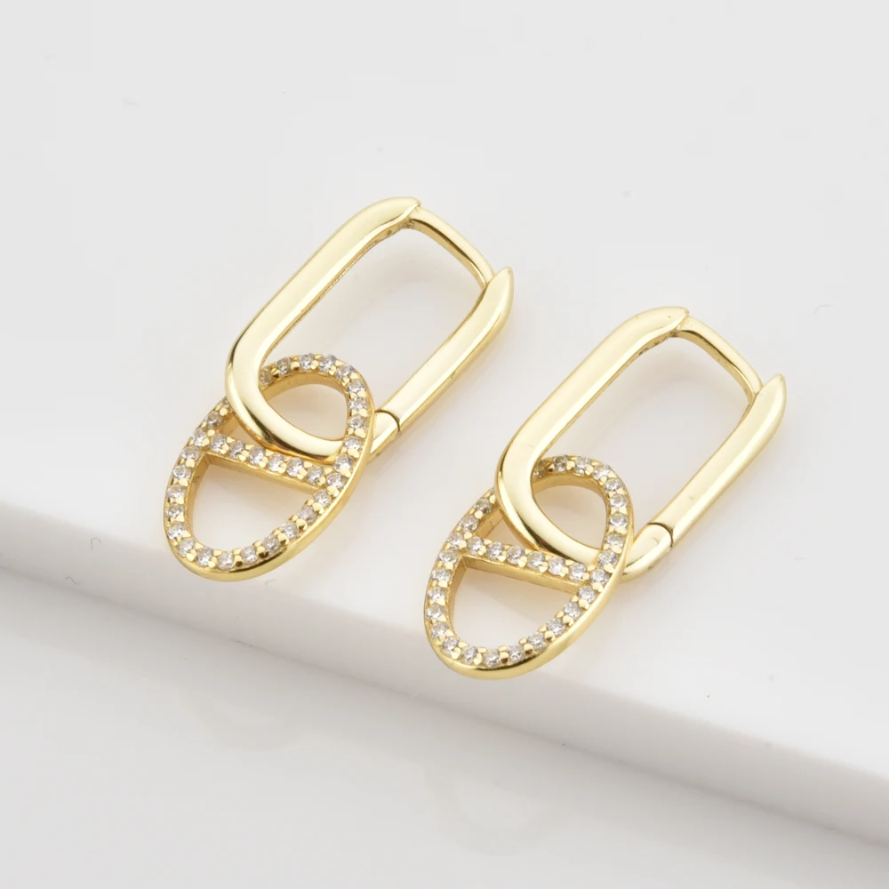 ANDYWEN-Boucles d'oreilles rondes ovales en argent regardé 100% pour femmes, boucles d'oreilles pendantes en or, bijoux fins, rock punk, mariage, 925, 2021