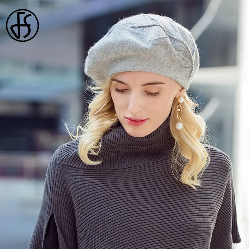 FS Autumn Winter Hat 100% 100% Wool Beret Women French Artist Painter Hats Vintage Lady Girls Female Warm Chapeau Femme Cap 2023