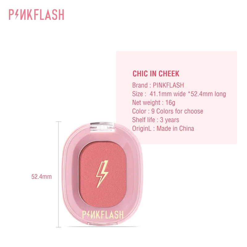 PINKFLASH Makeup Blush Matte Sun-Finish Long Lasting Face Blusher Contour Powder Beauty Peach Pink Korean Makeup Blush