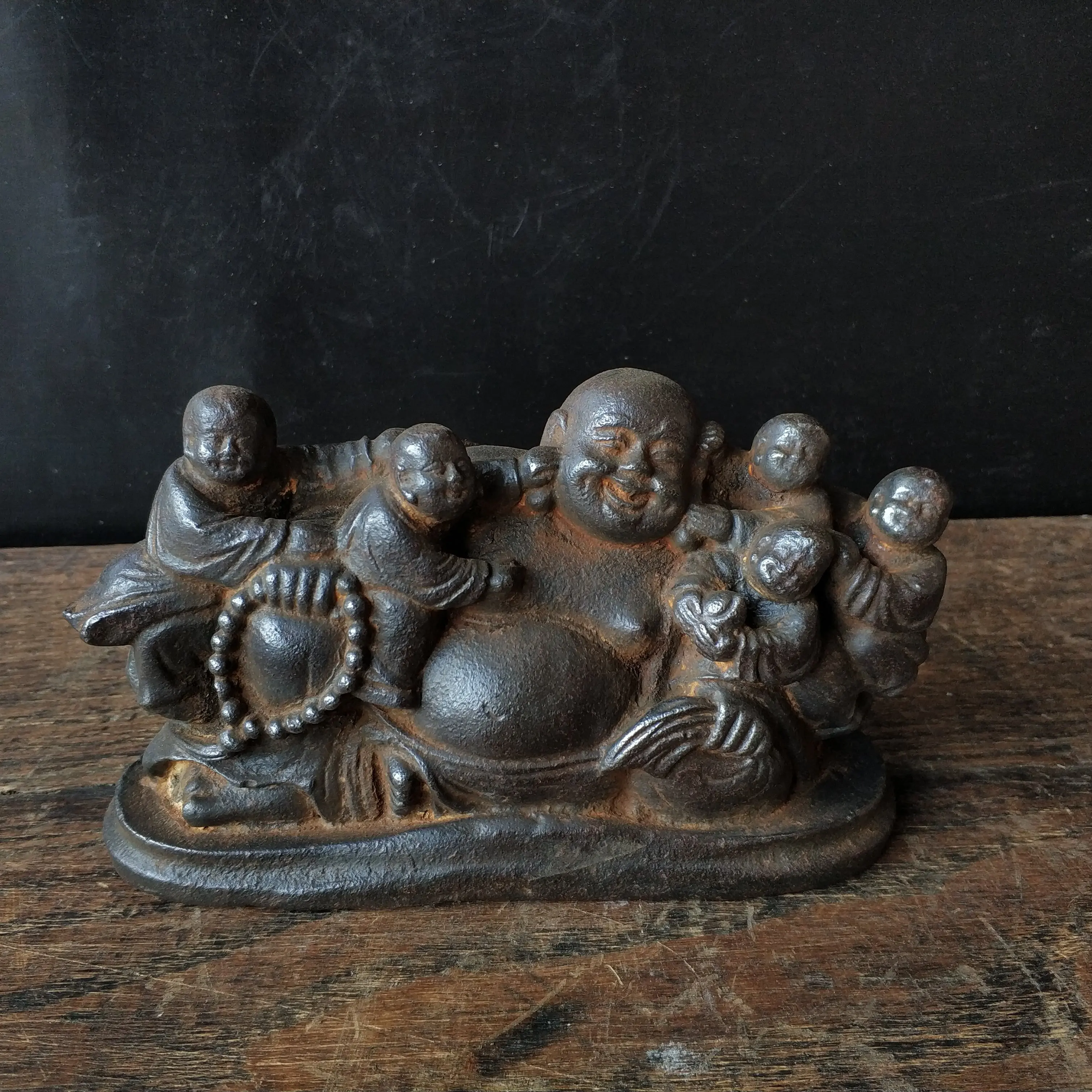 

Rare Buddha statue, bodhisattva, five ironware, embracing Buddha