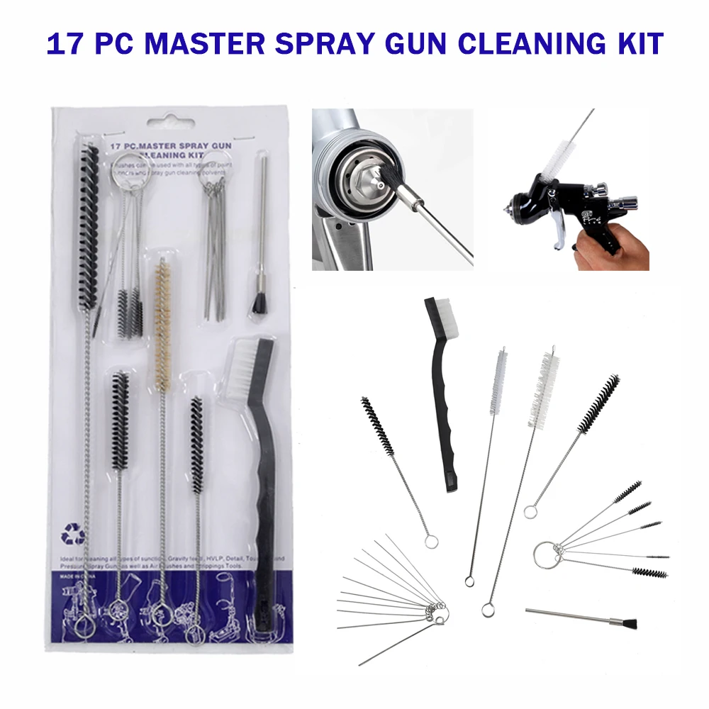 WENXING 17 Chiếc Bình Bơm Phun Xịt Vệ Sinh Kim Phun Bộ Công Cụ Sửa Chữa Kim & Bàn Chải