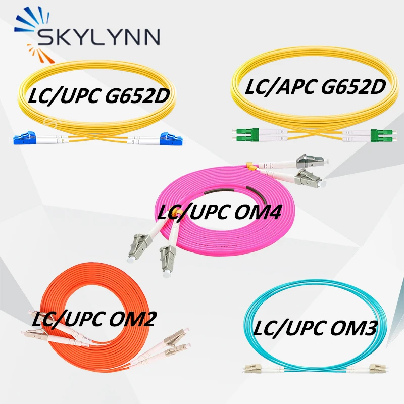 

10PCS LC to LC Connector UPC/APC Polished 1 Meter Length SM G652D MM OM2/OM3/OM4 Duplex Core 3.0mm LSZH Fiber Optic Patch Cord