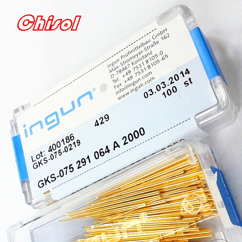 

Original INGUN 100pcs/set 75MIL Test Needle GKS075291064A2000 GKS075291064A2800 Spring Probe 1MM Test Pins