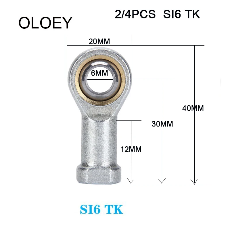 Frete grátis 2/4 pçs si6t/k phsa6 6mm de alta qualidade mão direita rosca fêmea métrica haste extremidade conjunta rolamento m6 * 1mm si6 tk shalft