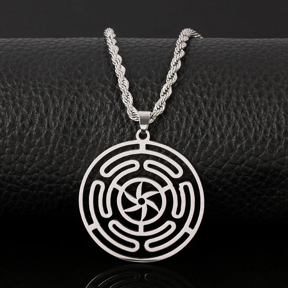 Hekate Wheel Stainless Steel Necklace Pendant Goth Strophalos Hecate Magic Symbol Logo Charm PIN colier femme Men Jewelry