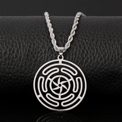 Hekate Wheel Stainless Steel Necklace Pendant Goth Strophalos Hecate Magic Symbol Logo Charm PIN colier femme Men Jewelry