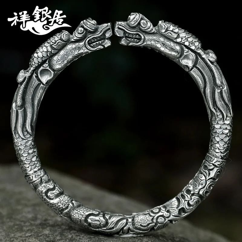 

★bracelet, male money domineering personality leading ssangyong restoring ancient ways to sea opening silver bracelet