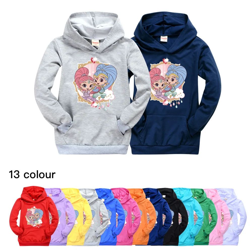 

Shimmer Shine Toddler Girl Autumn Clothes Cotton Baby Sweatershirt Teens Cartoon Hoodies Kids Cute Hooded Tops 10 12 Year Hoodie