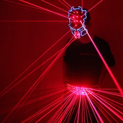 Red Laser Belt Mask LED Glowing girdle dj Disco Dance Clothing Ballroom Singer Disco Laser Man vest suit