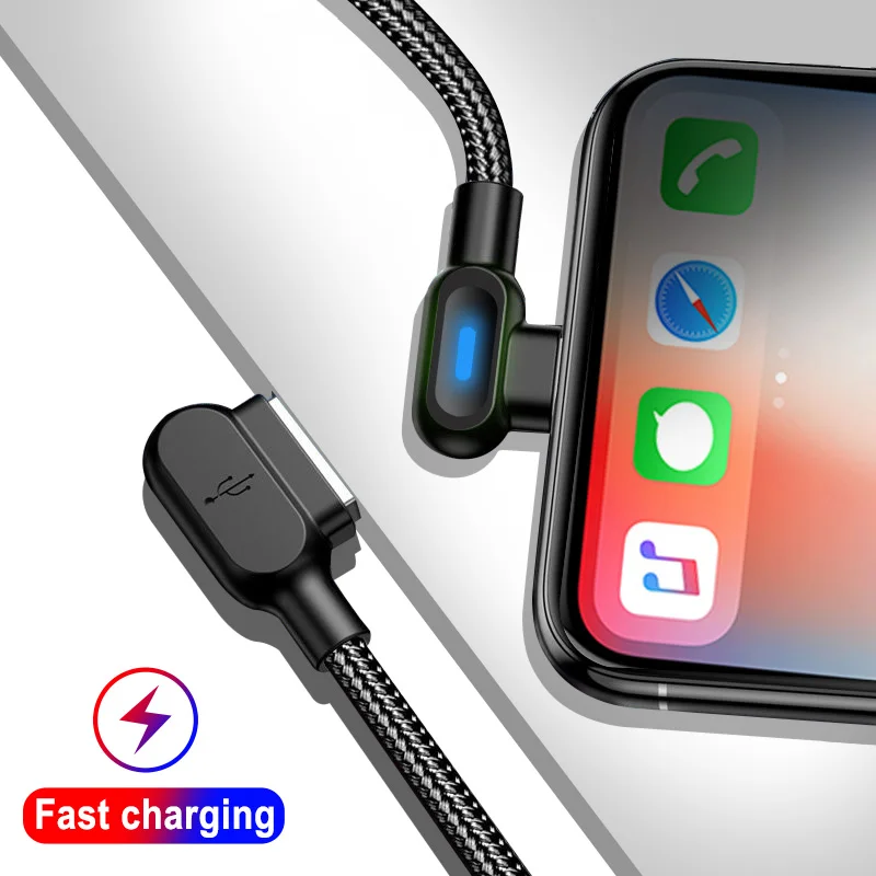 Cable OLAF USB tipo C de carga rápida Cable USB C de 90 grados para Samsung S8 S9 S10 Xiaomi cargador de teléfono móvil Cables Micro Usb