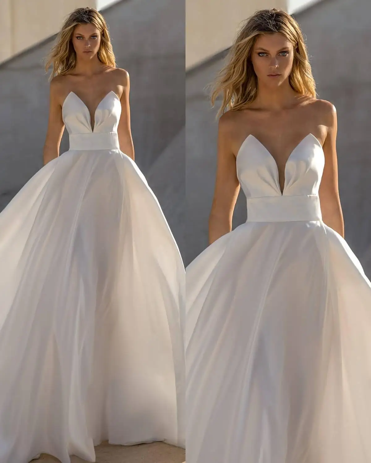 Vestidos De Novia De satén con escote triangular, ropa De Novia De talla grande, con espalda descubierta, Simple, 2020