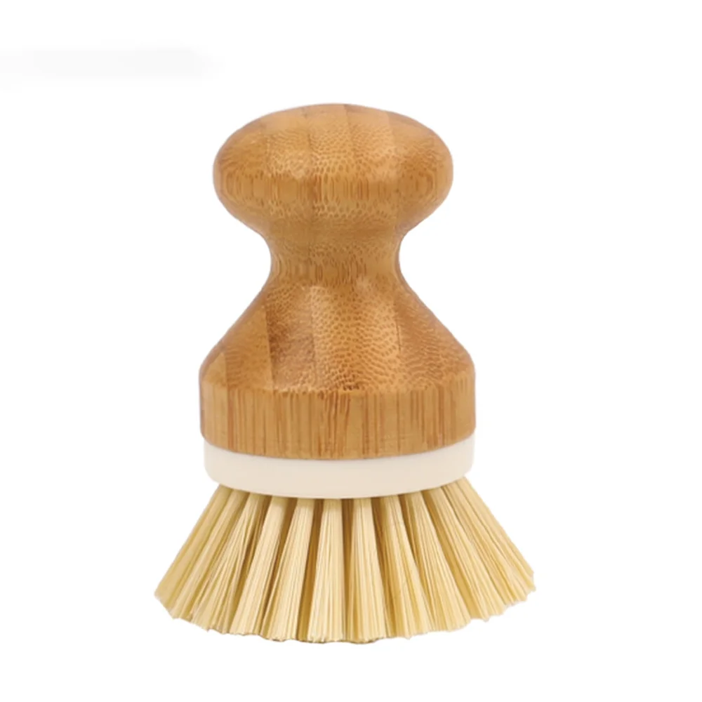 Wooden Bamboo Round Handle Cleaning Brush, Pot, Dish Bowl, Sink Stove Washing Brush, Kitchen Cleaning Tool, Easy Use, Convenient