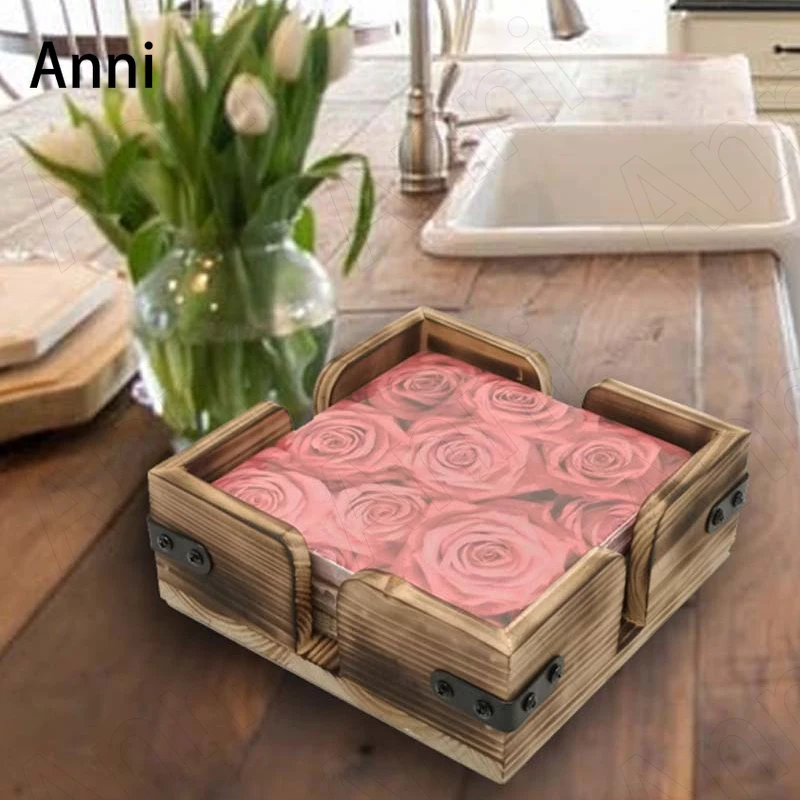 

Creative Solid Wood Castle Shape Tissue Boxes Nordic Modern Square Napkins Storage Box Retro Restaurant Hotel Paper Towel Boxes