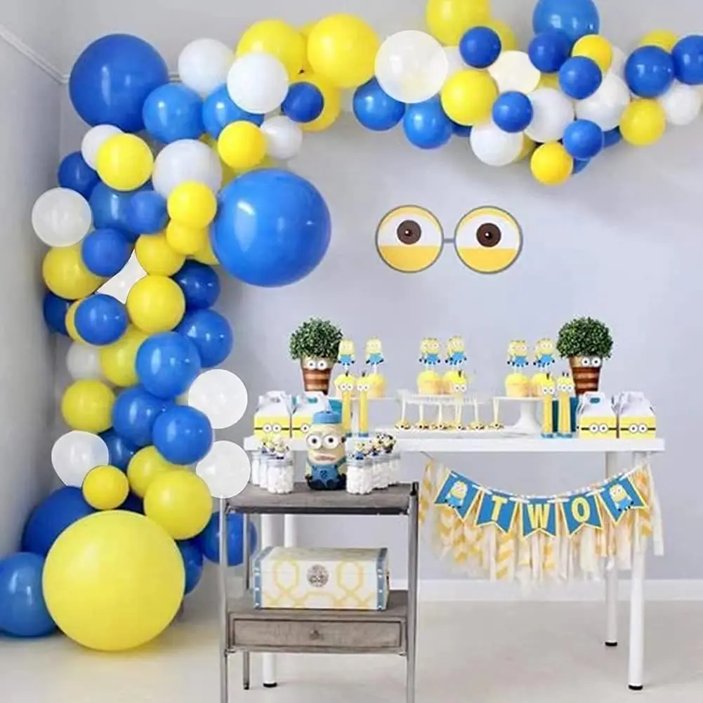 111Pcs Matte Dark Blue Yellow Balloon Garland Arch Set Children's Birthday Party Baby Shower Gender Display Decoration Ornaments