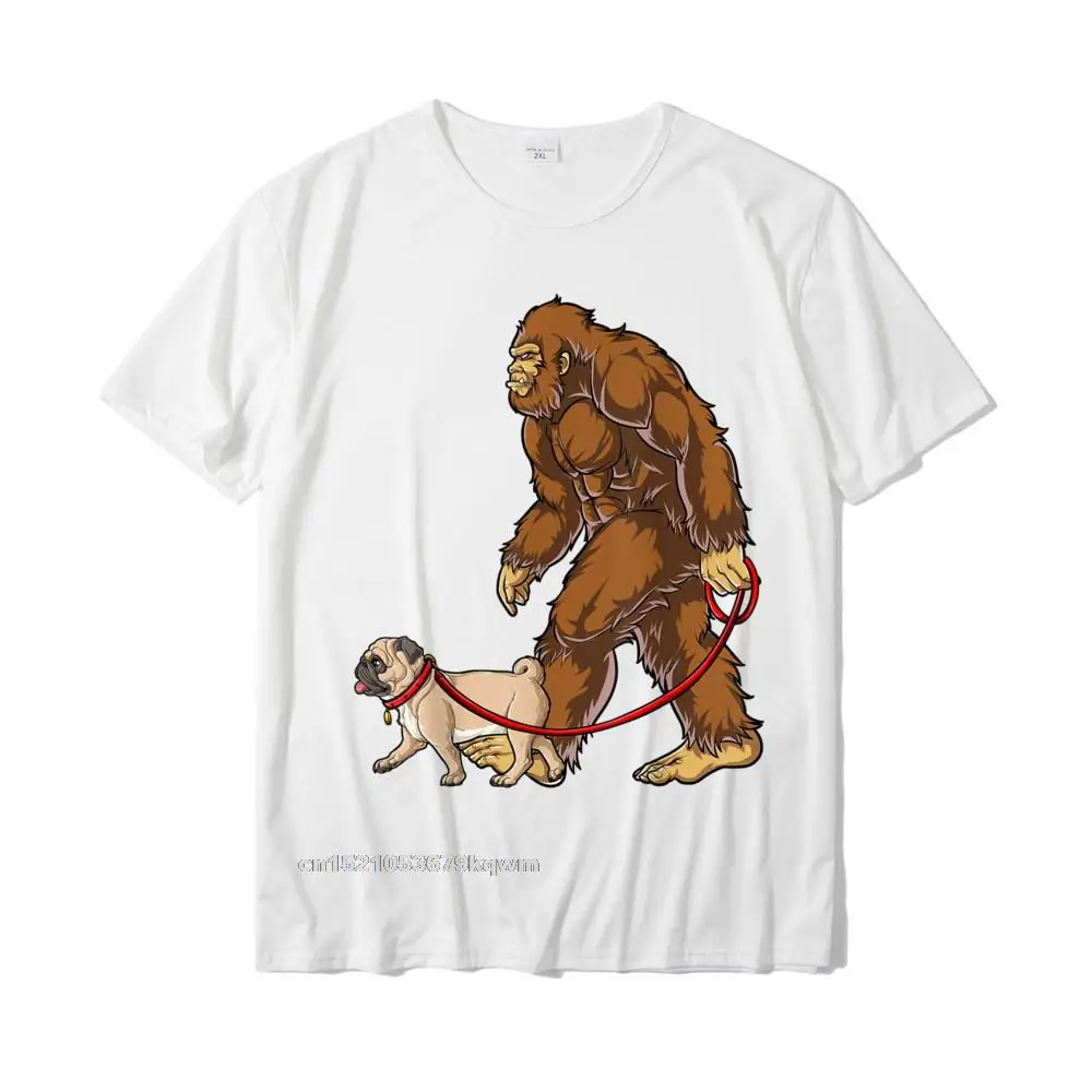 Bigfoot Dog Walk Pug T Shirt Sasquatch Boys Men Women T-Shirt Summer T Shirts Prevailing Tops Tees Cotton Men Normal