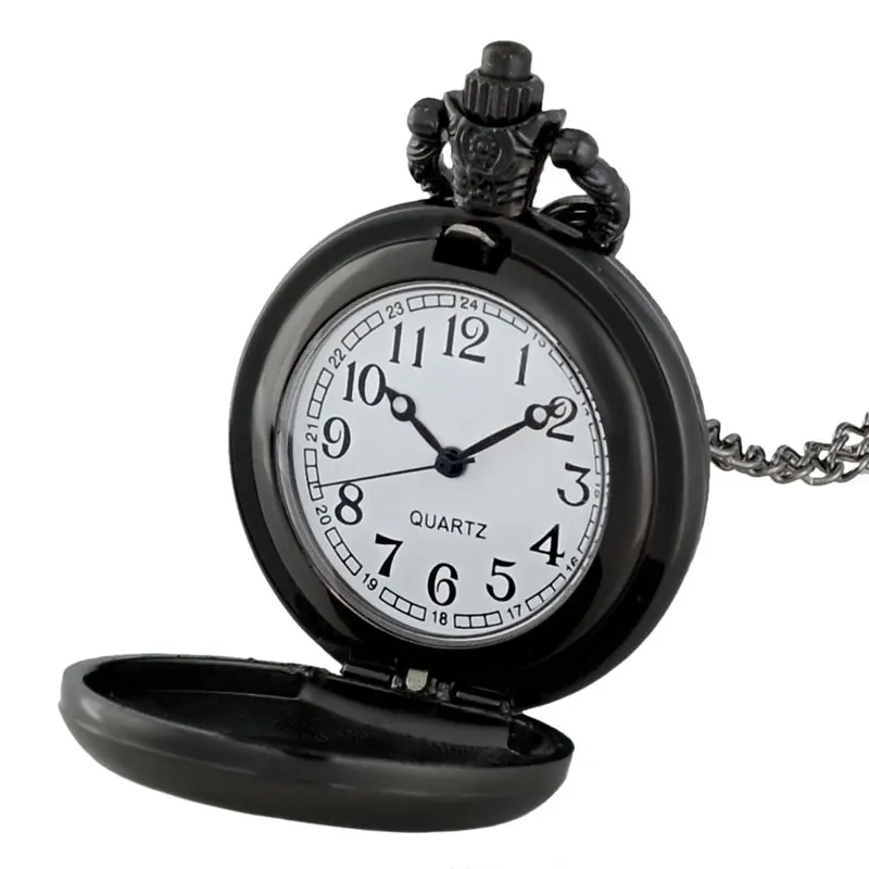 New Arrival Devil's Eye Black Vintage Quartz Pocket Watch Men Women Unique Pendant Necklace Hours Clock Gifts