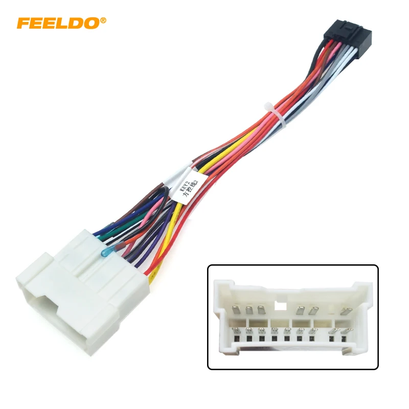 

FEELDO Car Stereo Radio 16PIN Adaptor Wiring Harness For Hyundai Tucson Elantra Audio Power Calbe Wire Plug and play #HQ5301