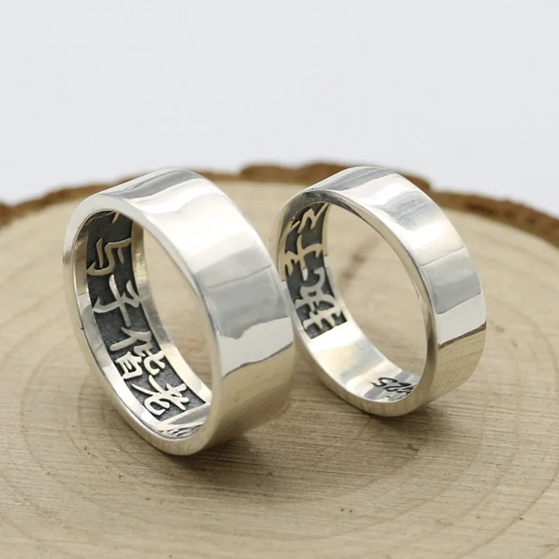 

100% s925 silver new couple ring Thai silver vintage "hold your hand, grow old with you" men and women tail ring New