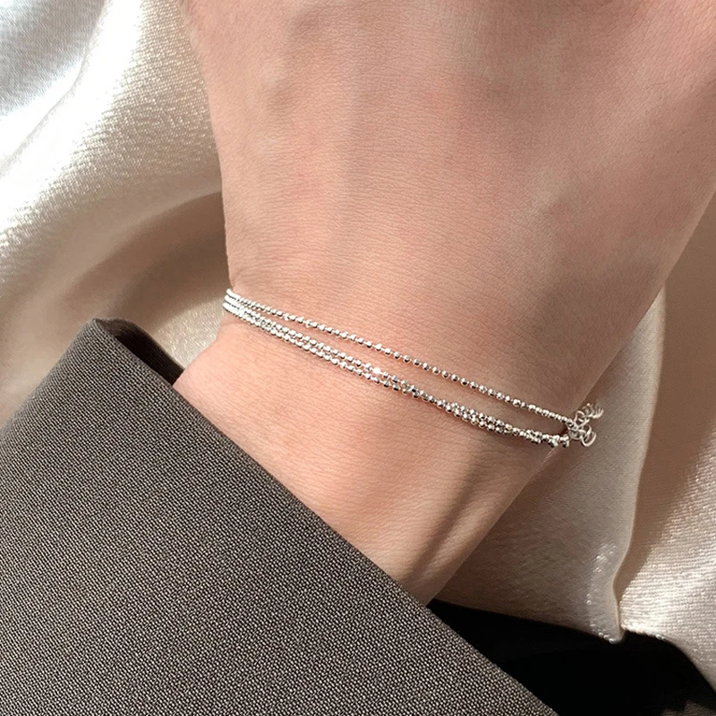 VENTFILLE 925 Sterling Silver Three-layer Flash Beaded Bracelet For Women INS Temperament Girlfriend Gift Jewelry Accessories