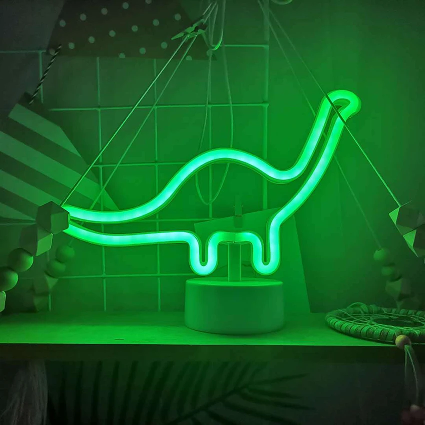 Lampu malam LED 3D berbentuk dinosaurus dengan lampu hijau lampu malam kamar bayi bertenaga baterai untuk hadiah ulang tahun kamar anak-anak