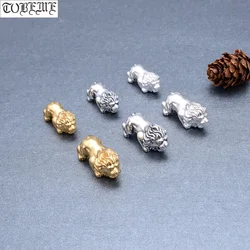 100% 3D 999 Silver Lion Beads Pure Silver Powerful Lion Beads Hard Silver Good Luck DIY Jewelry Findings Beads