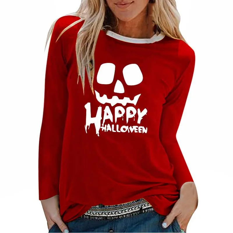 

Graphic Halloween Pumpkin Funny Women Sweatshirt Fashion O Neck Cotton Pullover Full Long Sleeve Shirt Drop pure cotton Ship