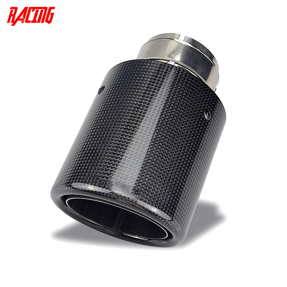 1PC Upgrade Exhaust Pipe For Universal Pipes Glossy Carbon Fiber Stainless Muffler Tail Tips Modify Auto Parts Car Accsesories