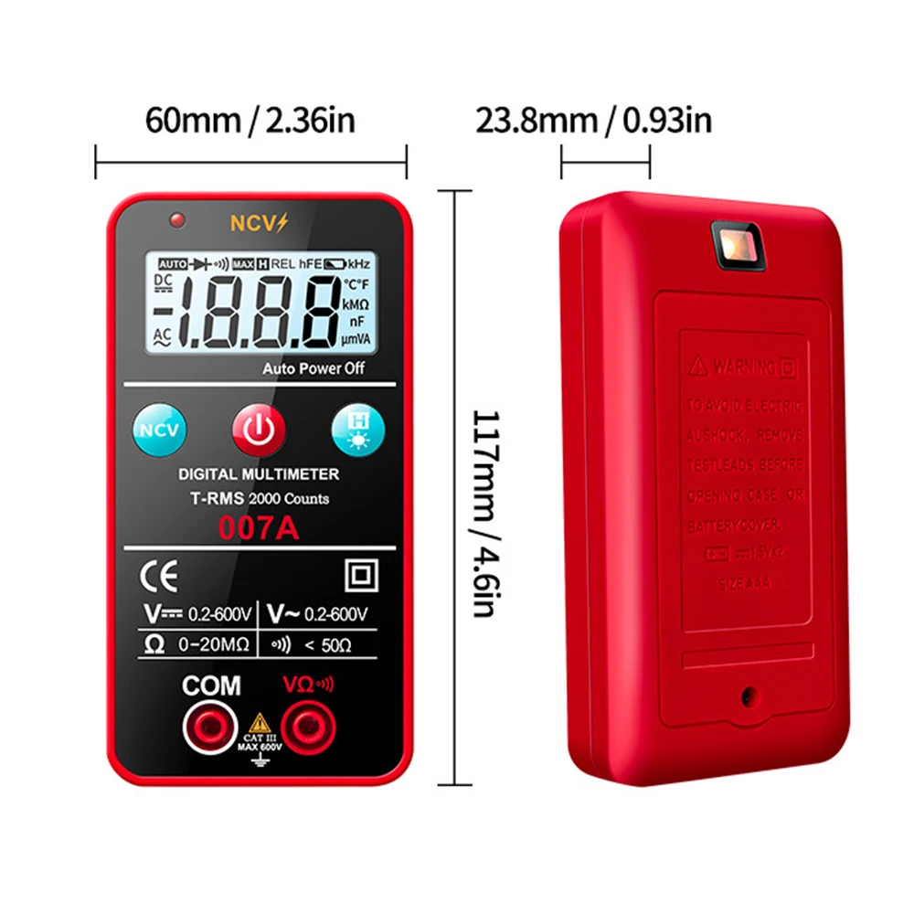 007A Fully Automatic Electrician Household Maintenance Multimeter with Backlight AUTO Smart Chip Identification and Measurement