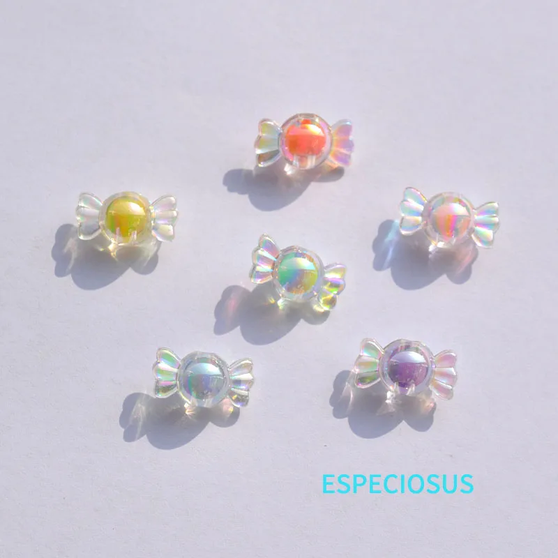 DIY  Jewelry Accessory Transparent Acrylic Spacer Fitting Mix Color Plated 17MM Cute Sugar Bead Beads Bracelet Making Department