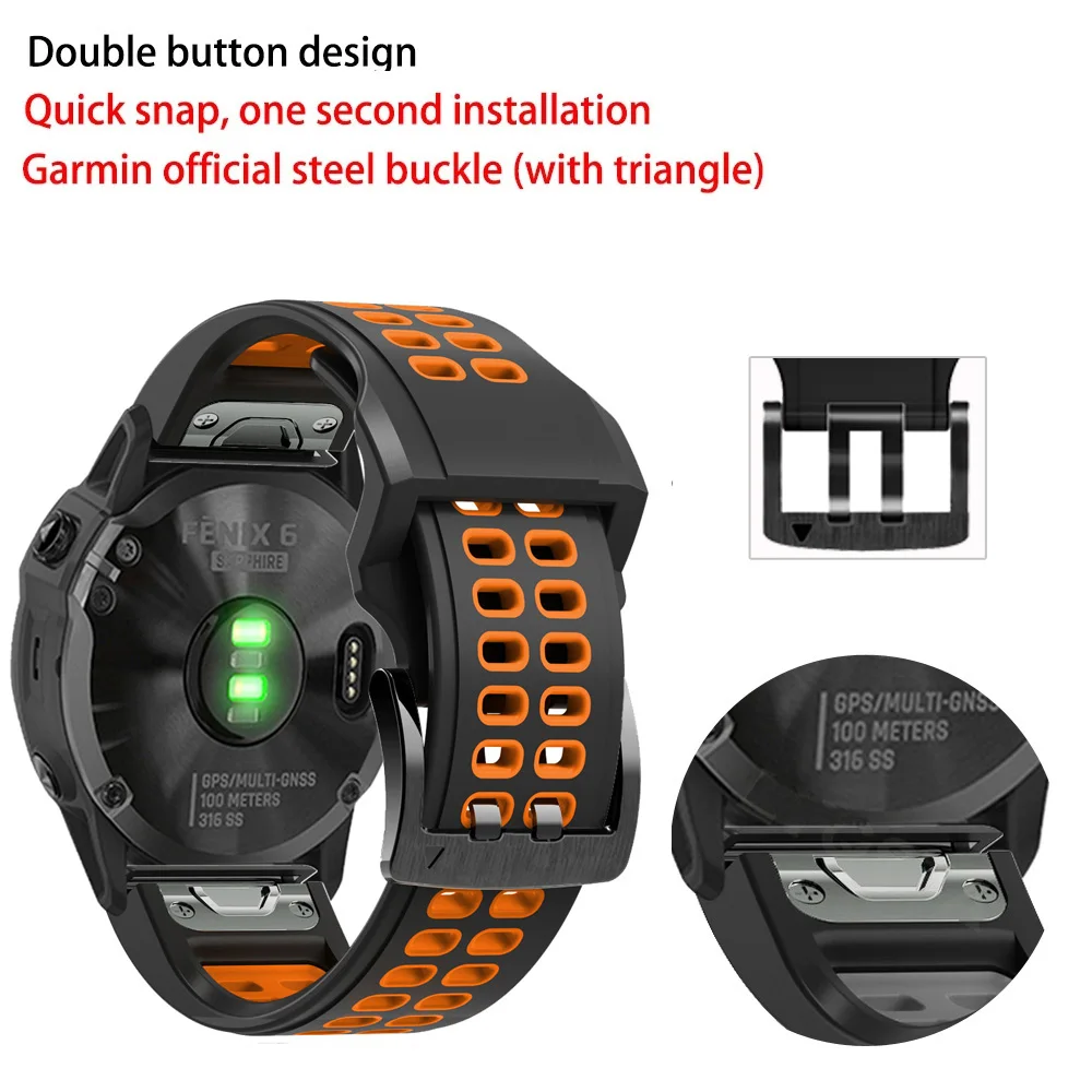 JKER 22mm Quickfit Watch Strap For Garmin Fenix 7 Fenix 6 7X 5 5 Plus Forerunner 935 945 Quick Release Silicone Watch Wristband