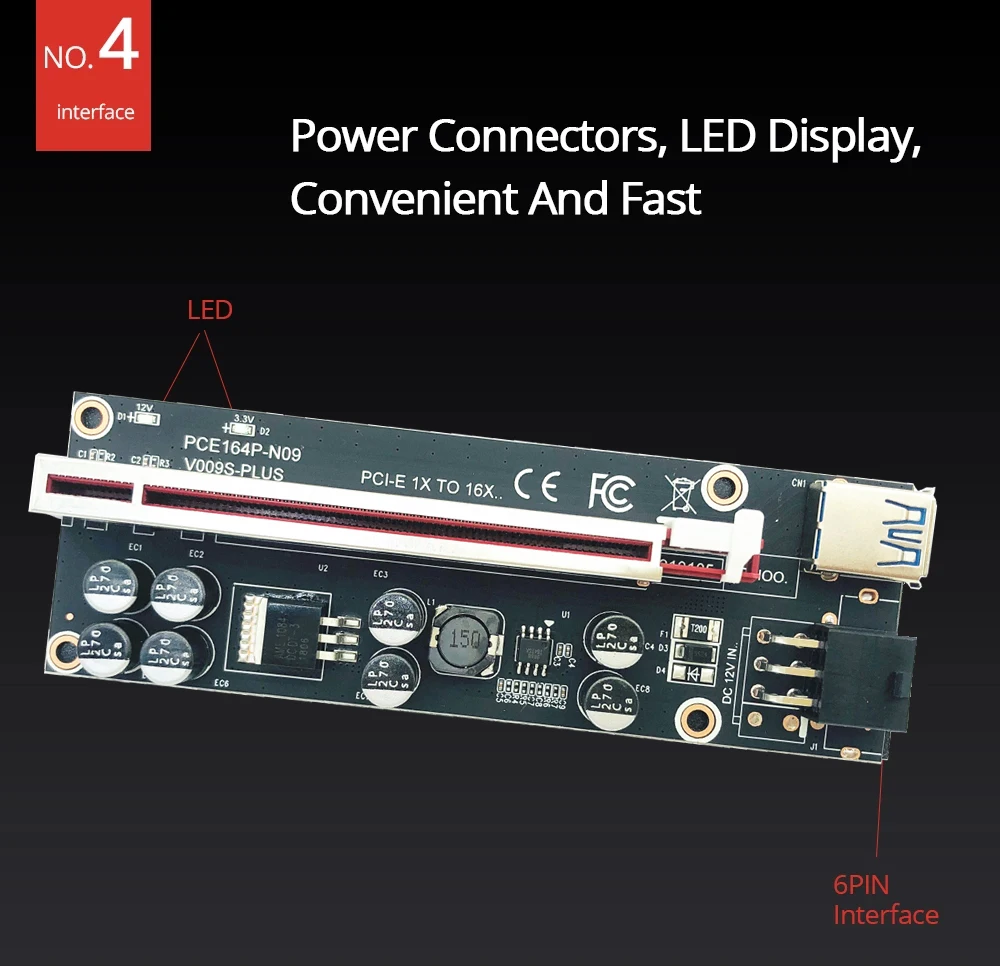 1-10PCS H1111Z Newest PCIE Riser 009s Plus Mining Super Version PCIE x16 PCI Express Extension Riser Card for Mining Video Cards