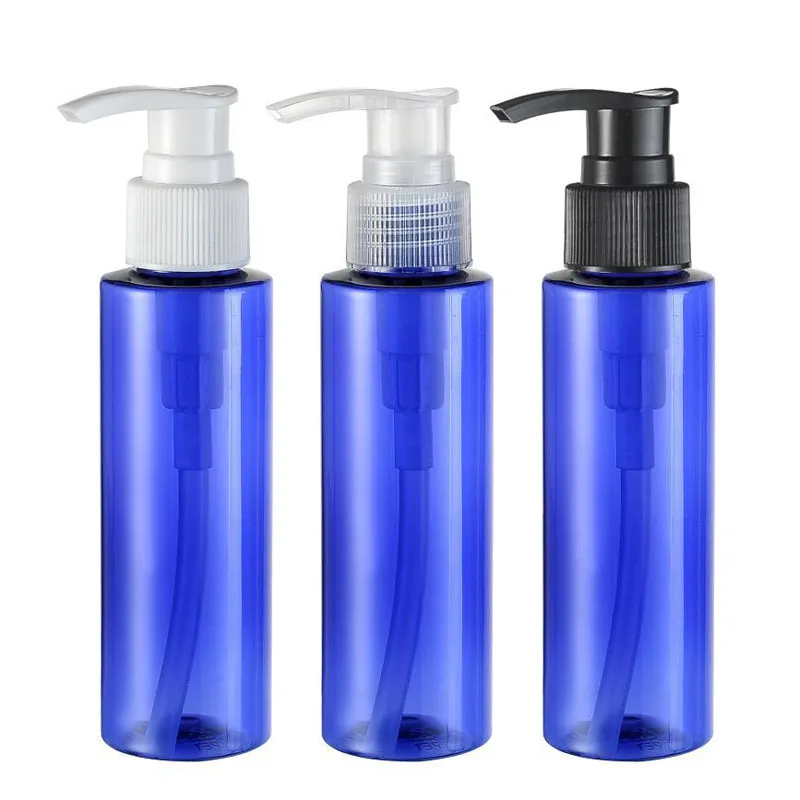 

24 x 100ml Cylinder Cobalt Blue Plastic Pump Shampoo Bottle 100cc PET Cleaning Lotion Shower Gel Cosmetic Container Bottles