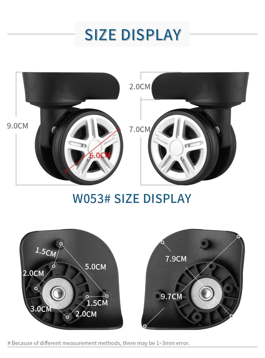 Luggage Wheel Replacement Wheels Suitcase Accessories Universal Casters Rolling Luggage Suitcase Wheeled Accessories Bags Caster