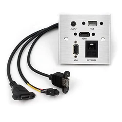 Gniazdo ścienne do montażu na biurku Panel ze stopu aluminium z siecią HDMI USB Audio Port VGA ścienna wtyczka multimedialna