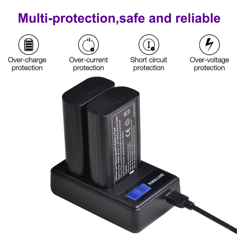 Зарядное устройство для аккумулятора LCD USB Dual DMW-BLJ31 DMW BLJ31 для Panasonic LUMIX, DC-S1, DC-S1R беззеркальных камер
