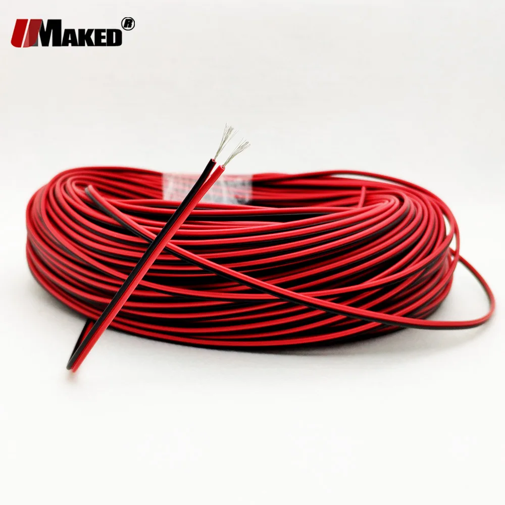 10M 50M led cable 24AWG 26AWG 2pin Tinned copper Red Black 300V PVC insulated UL2468 Electronic Wire LED strips extend cables