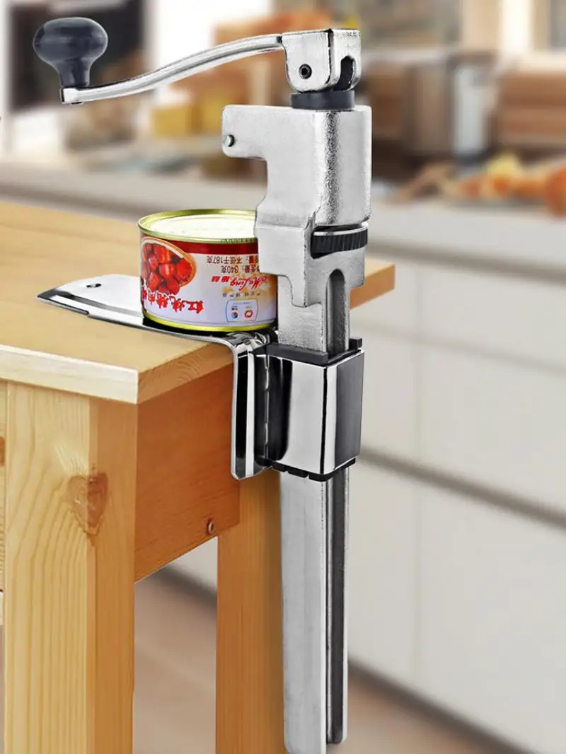 

Food Grade Commercial Manual Can Opener with Angled Bar (Stainless Steel) Medium Duty Table Mount Desktop Tin Can Opener