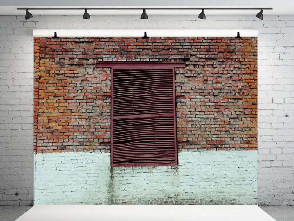 

VinylBDS Red Brick Wall Photo Studio Background Cloth Door Photography Backdrop Microfiber Wrinkle Free Photography Backdrop