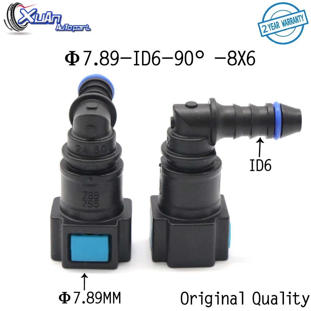 XUAN 2pcs 7.89mm 7.89 ID6 90 degree Connector 5/16 Pipe Joint Universal Fuel Line Quick Female Connector Lengthened Fittings