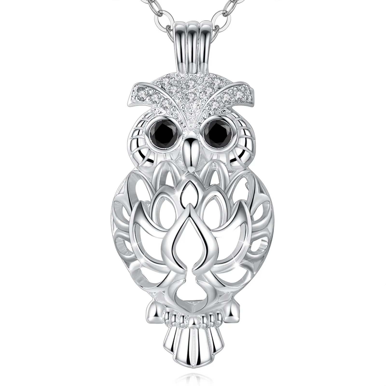 EUDORA Urne Feuerbestattung Anhänger 14mm Eule Käfig Offene Medaillon Asche Halter Andenken Kapsel Halskette Hohl Ball DIY Schmu k332n14