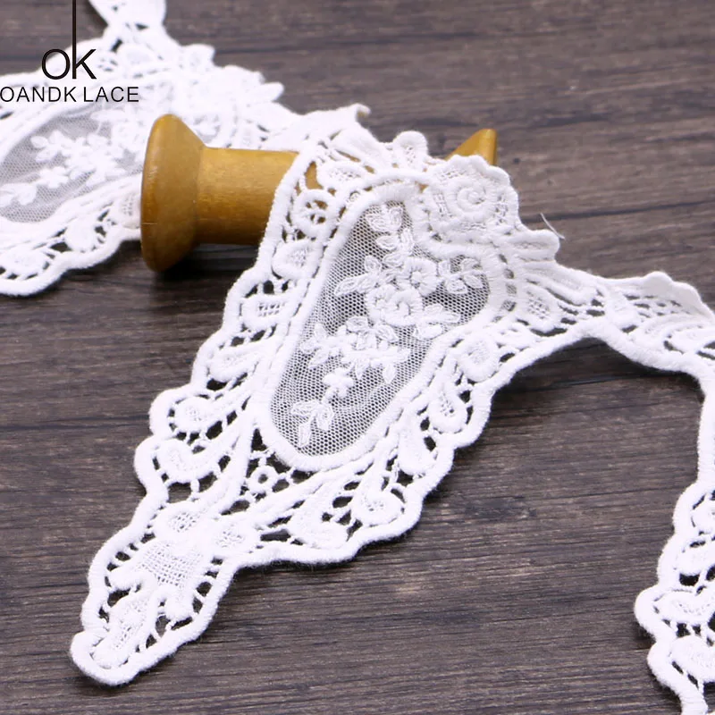 (1 yard/roll) White Cotton Embroidered Lace Net Fabric Trim DIY Sewing Handmade Craft Ribbon Materials