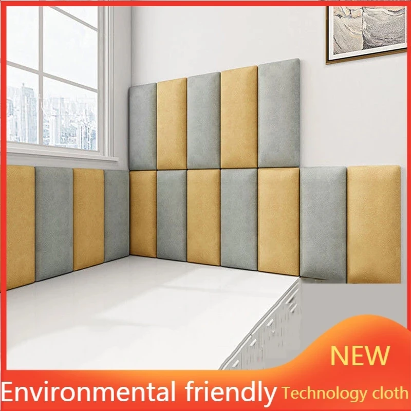 Pegatinas de pared autoadhesivas 3D para Cabecero de dormitorio, paquete suave de tela con tecnología de decoración, Tatami anticolisión, nuevo