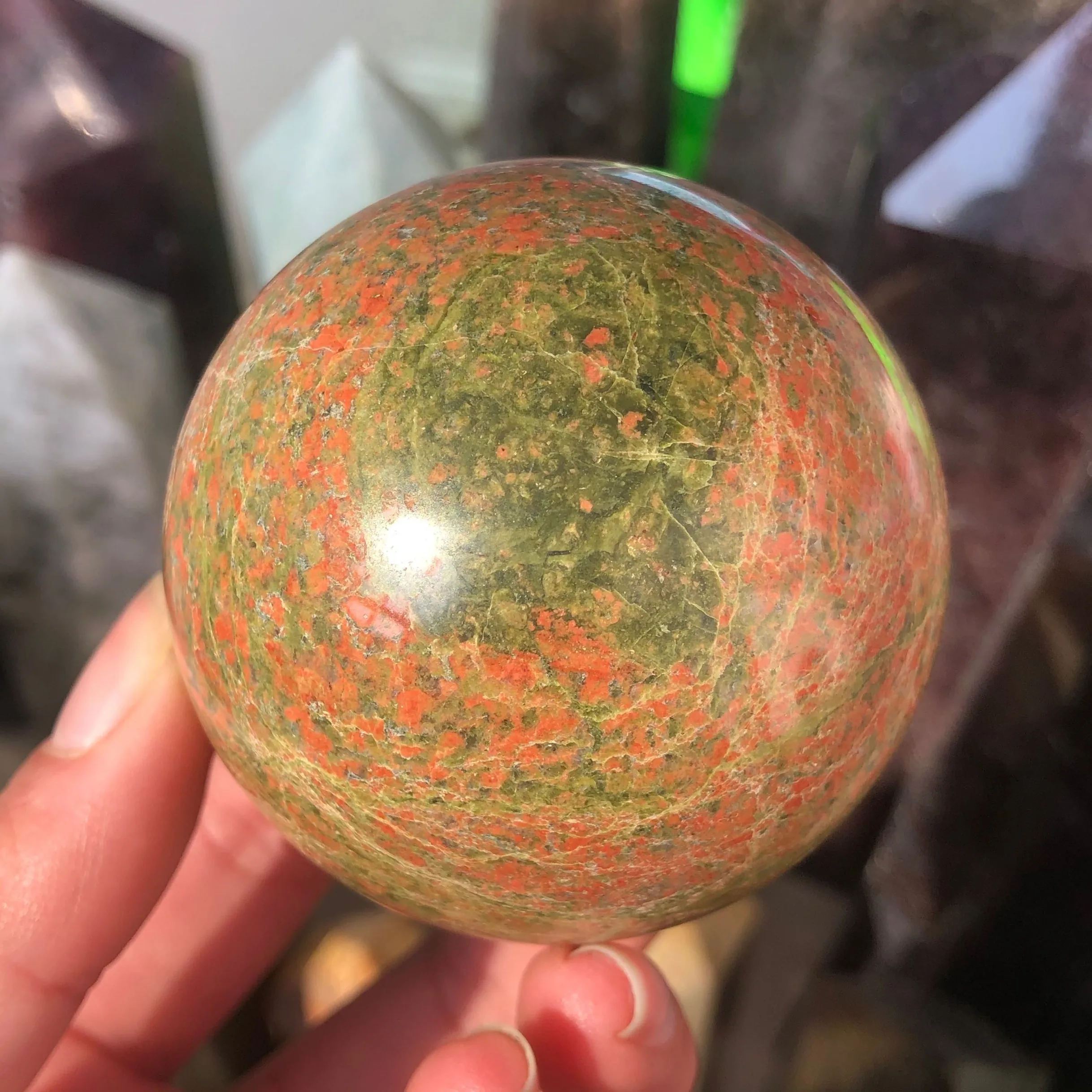 

Natural green red unakite stone ball sphere Home Decoration unakite gem stone reiki crystal healing sphere women men gifts